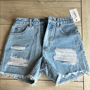 Distressed Light Blue Denim Shorts Billabong